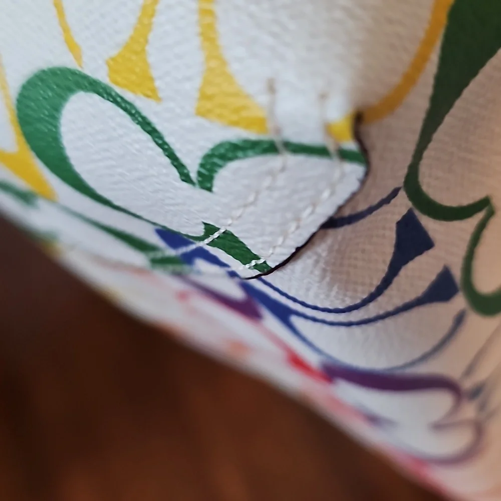 Coach Pride City Tote in Rainbow Signature Canvas & Leather Chalk - Picture 7 of 11